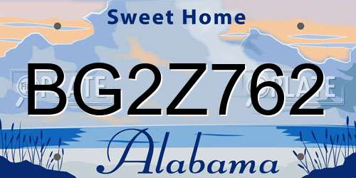 BG2Z762 Alabama License Plate