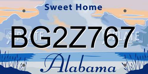 BG2Z767 Alabama License Plate
