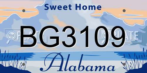 BG3109 Alabama License Plate