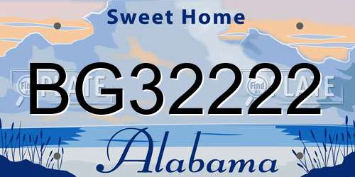 BG32222 Alabama License Plate