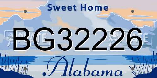 BG32226 Alabama License Plate