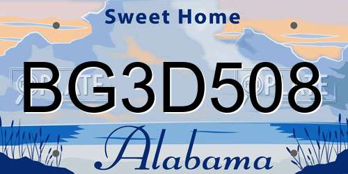 BG3D508 Alabama License Plate