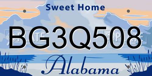 BG3Q508 Alabama License Plate
