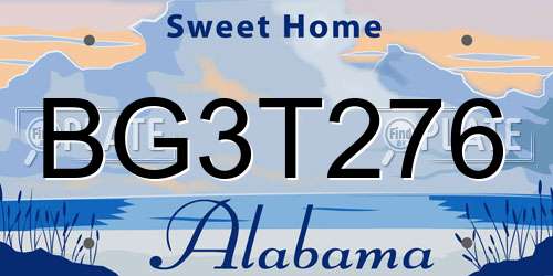 BG3T276 Alabama License Plate
