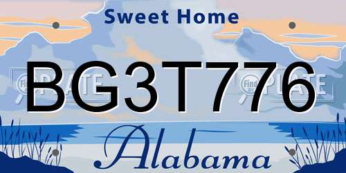 BG3T776 Alabama License Plate