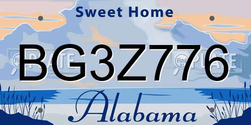 BG3Z776 Alabama License Plate