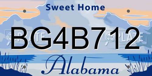 BG4B712 Alabama License Plate