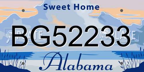 BG52233 Alabama License Plate