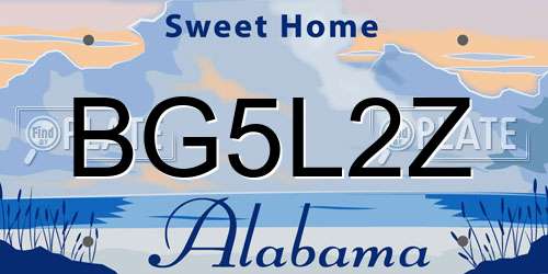 BG5L2Z Alabama License Plate