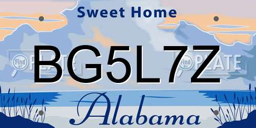 BG5L7Z Alabama License Plate