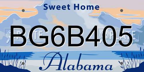 BG6B405 Alabama License Plate