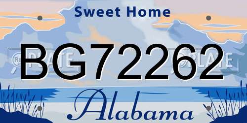 BG72262 Alabama License Plate