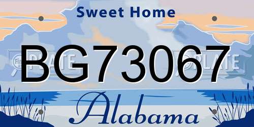 BG73067 Alabama License Plate