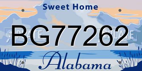 BG77262 Alabama License Plate