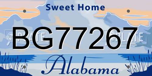 BG77267 Alabama License Plate