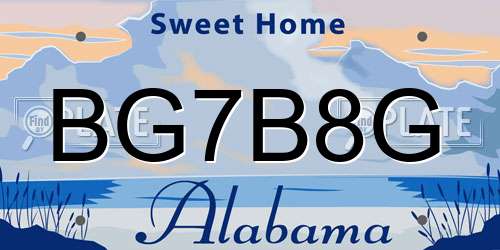 BG7B8G Alabama License Plate