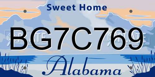 BG7C769 Alabama License Plate