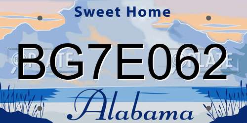 BG7E062 Alabama License Plate