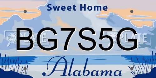 BG7S5G Alabama License Plate