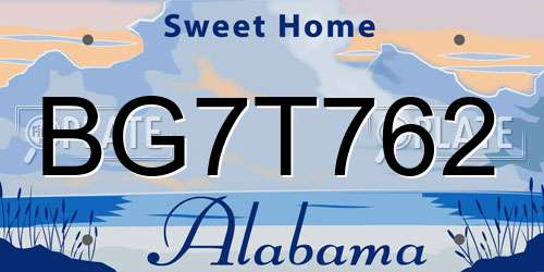BG7T762 Alabama License Plate