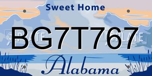 BG7T767 Alabama License Plate