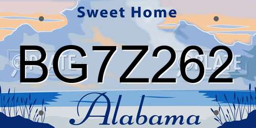 BG7Z262 Alabama License Plate
