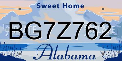 BG7Z762 Alabama License Plate