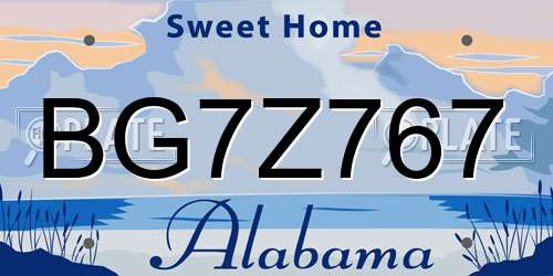 BG7Z767 Alabama License Plate