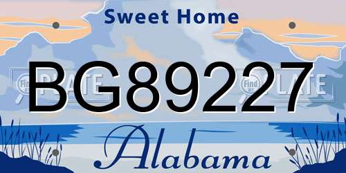 BG89227 Alabama License Plate