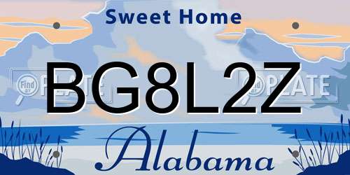 BG8L2Z Alabama License Plate