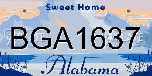BGA1637 Alabama License Plate