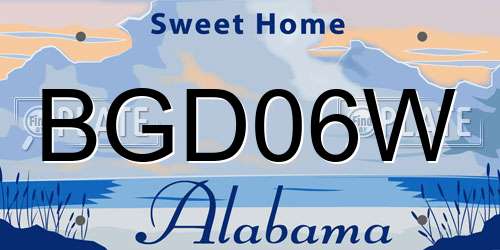 BGD06W Alabama License Plate