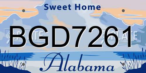 BGD7261 Alabama License Plate