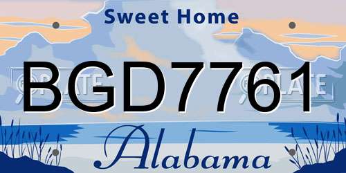 BGD7761 Alabama License Plate