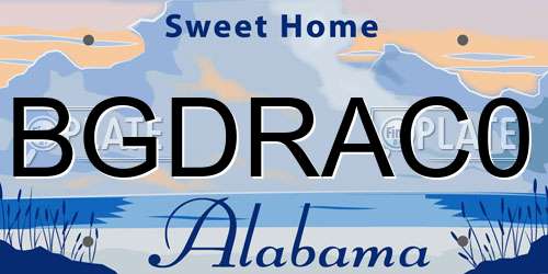 BGDRAC0 Alabama License Plate