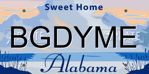 BGDYME Alabama License Plate