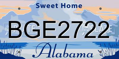 BGE2722 Alabama License Plate