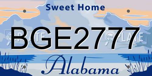 BGE2777 Alabama License Plate