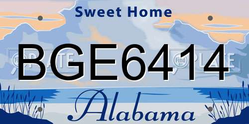 BGE6414 Alabama License Plate