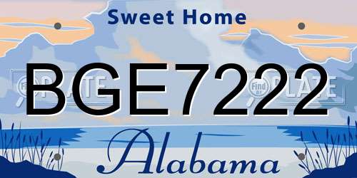 BGE7222 Alabama License Plate