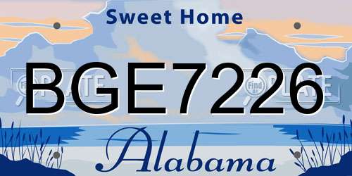 BGE7226 Alabama License Plate
