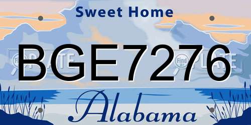 BGE7276 Alabama License Plate
