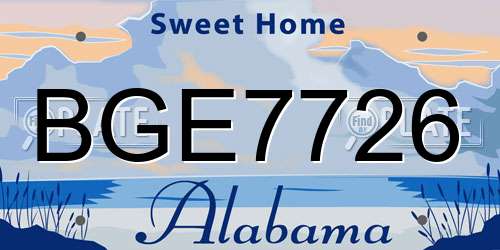BGE7726 Alabama License Plate