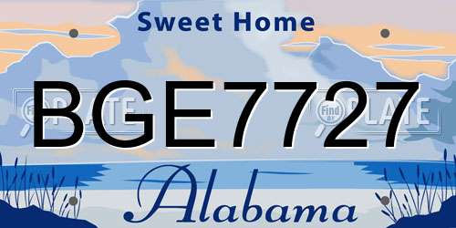 BGE7727 Alabama License Plate