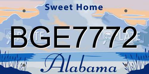 BGE7772 Alabama License Plate