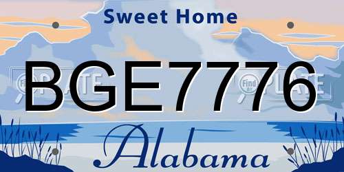BGE7776 Alabama License Plate
