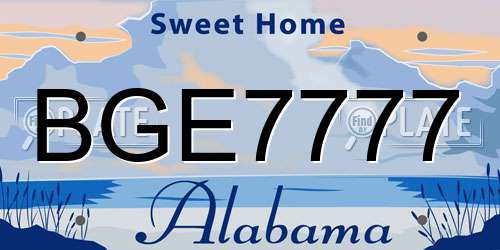 BGE7777 Alabama License Plate