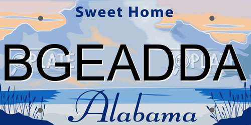 BGEADDA Alabama License Plate