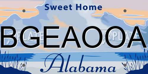 BGEAOOA Alabama License Plate