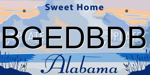 BGEDBDB Alabama License Plate